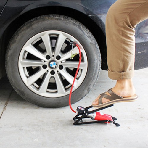 Bomba Inflador De Pie Con Pedal Manometro Bici Neumatico Pelotas Balsa 100lb 7kg - Imagen 10 de 12
