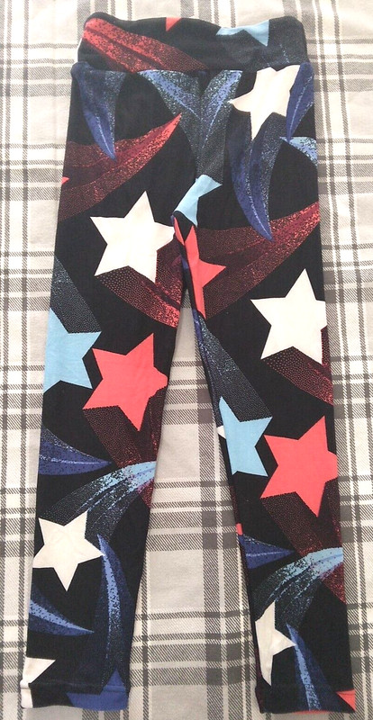 LuLaRoe Leggings Stretch Pants Size S/M 2 - 6 Kids Multicolor Stars Geometric
