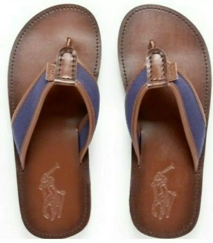 Ralph lauren men's leather flip flops sales
