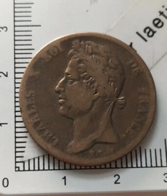 L07J10 rare 5 centimes de franc Charles X 1830 Guyane colonies françaises royale - Photo 1/2