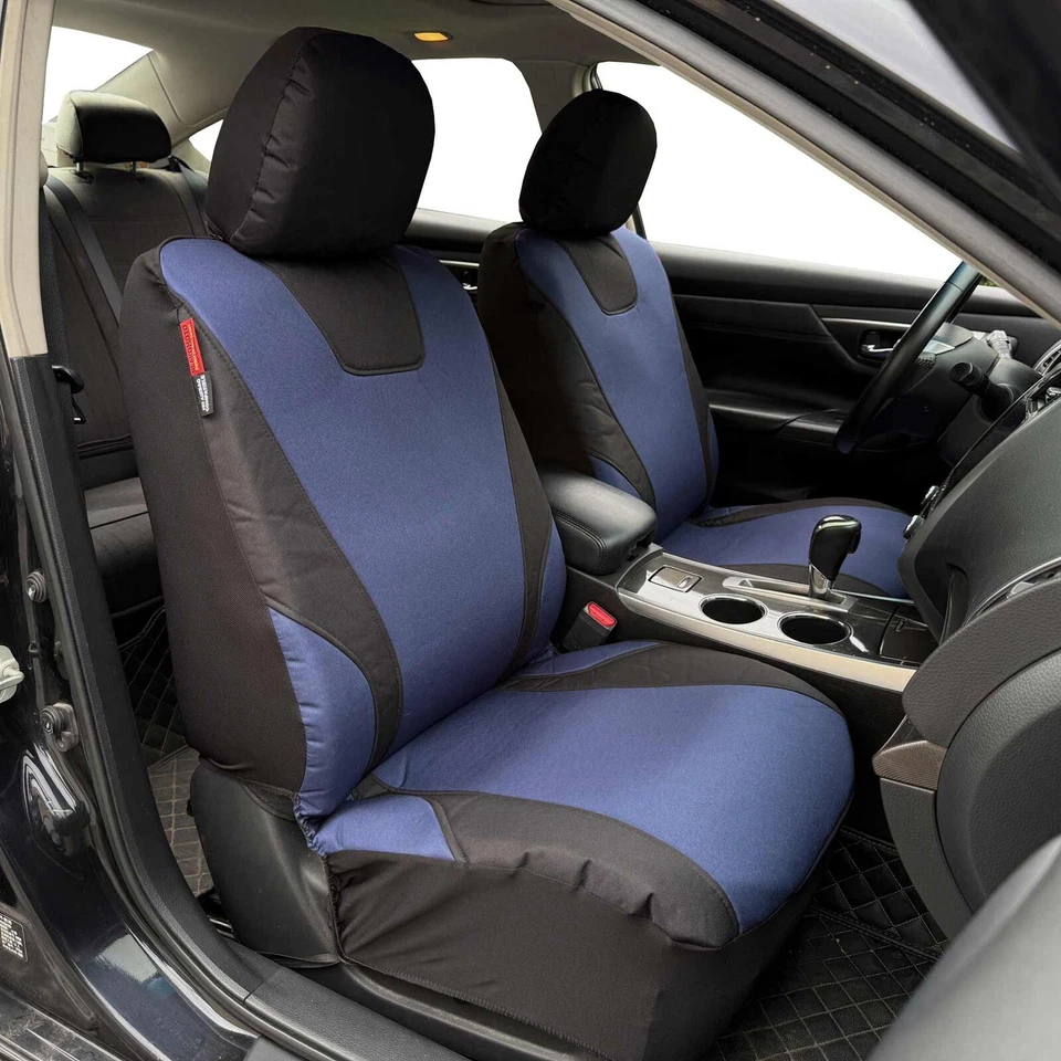 Fundas de asiento de auto delanteras de lona impermeables azules negras para Hyundai Veracruz Foto 2 de 4
