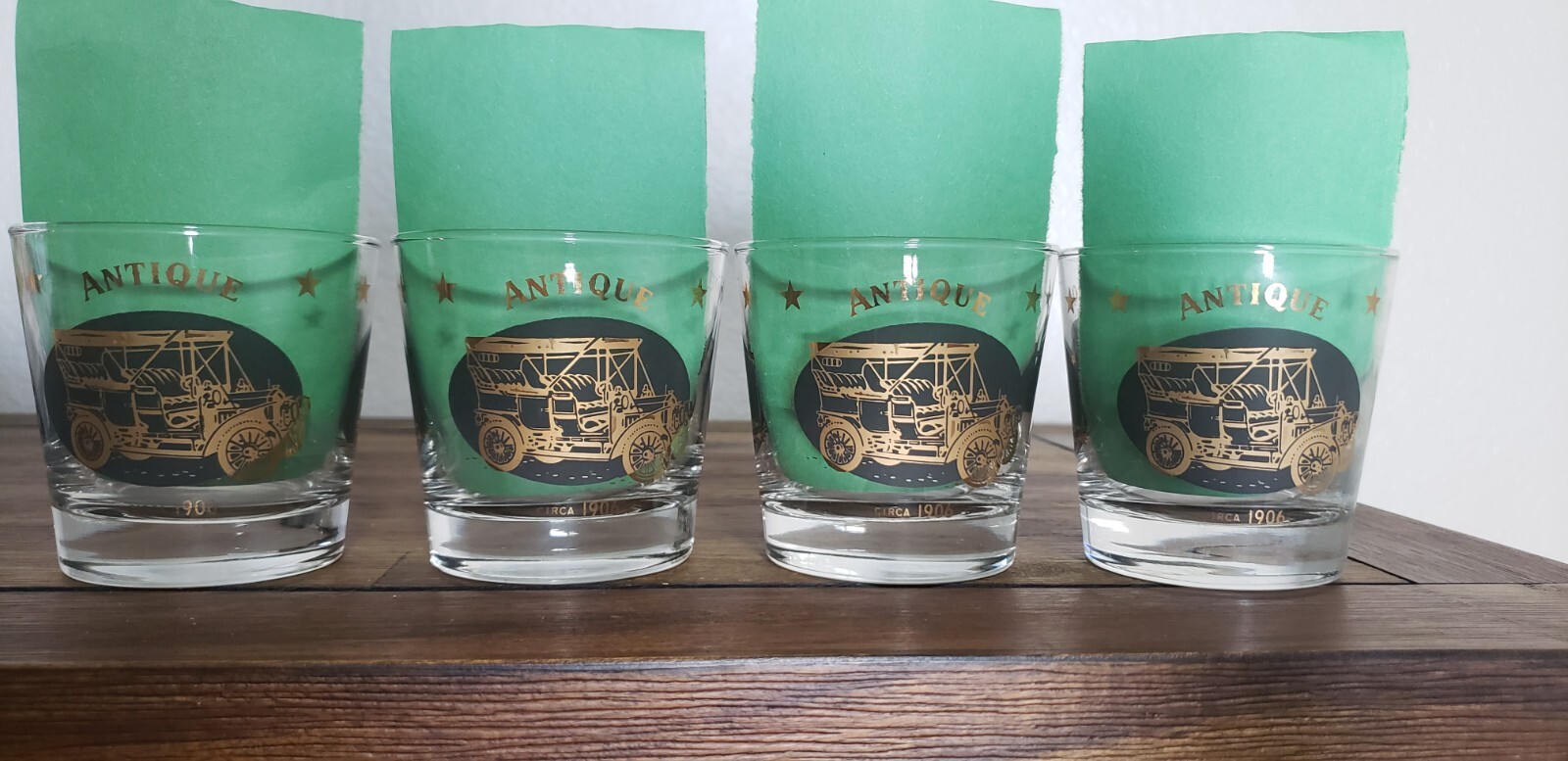 Antique 1864-1906 Whisky Glass Set of 4 Vintage Barware-image