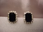 PAIR OF DARK BLUE GEMS WITH CLEAR STONES EARRINGS — photo 2