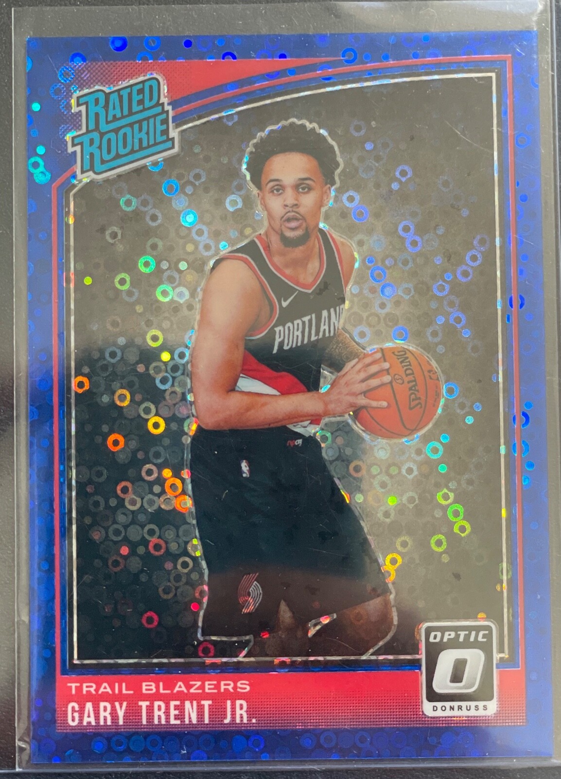 #/50 Gary Trent Jr. 2018-19 Panini Optic Blue Fast Break Prizm RC #199