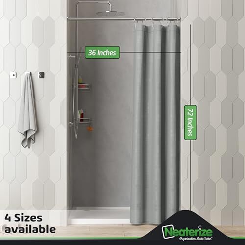 Stall Shower Curtain - Hotel Style Shower Curtains for 36 W x 72 L Grey - Picture 3 of 6