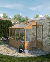 8x4 Wooden Lean-To Pent Greenhouse Styrene Windows Single Door Pent Roof 8ft 4ft