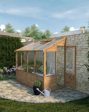 8x4 Wooden Lean-To Pent Greenhouse Styrene Windows Single Door Pent Roof 8ft 4ft