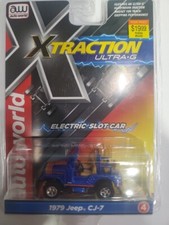 AUTO WORLD XTraction HO SLOT CARS R34/B4 1979 Jeep CJ-5 BLUE