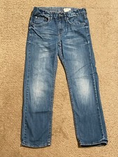Girl's H M Blue Jean Capris Boyfriend Cropped Denim Pants Adjustable Waist 10/11