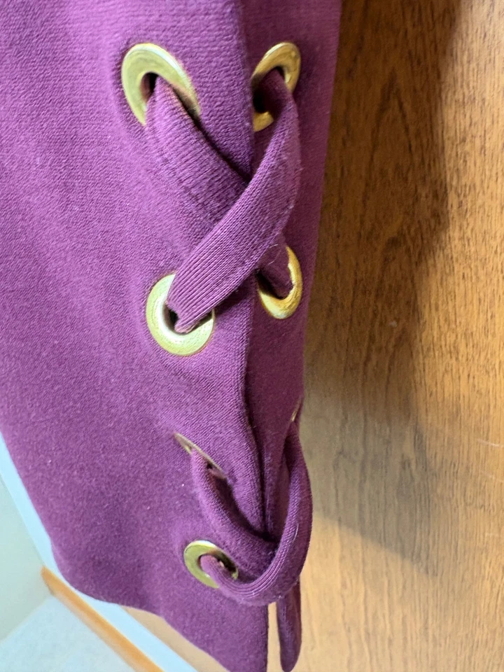 Michael Kors Womens LaceUp Hem Burgundy Pants Capsule Office Siren Dark Academia - Image 2 of 4