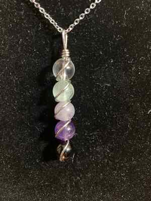 Chemo & Radiation Support copper wire wrapped pendant necklace Rainbow Fluorite