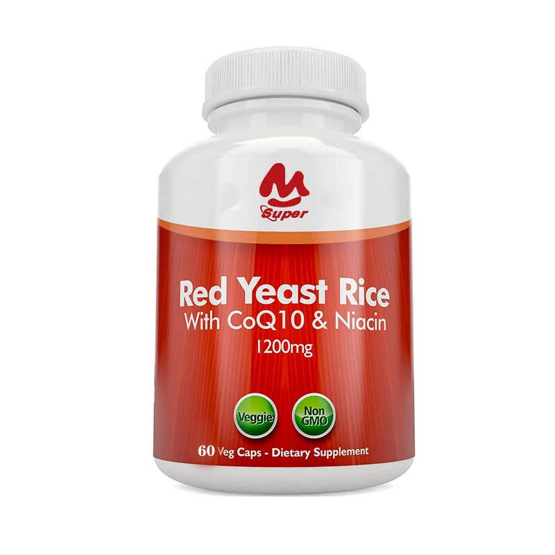 arroz de levadura 1200mg, que contiene coenzima Q10 y 60 niacina no enjuagante