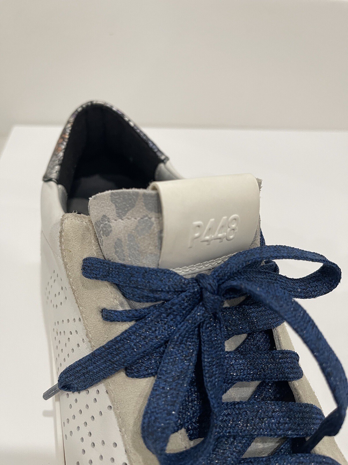 P448 John Low Top Sneakers Leather Python Blue Un… - image 8