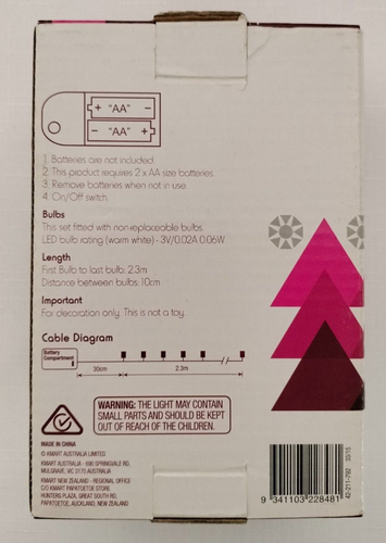 String Lights Christmas Fairy Lights 24 Metal Ball 2.6M - Picture 3 of 3