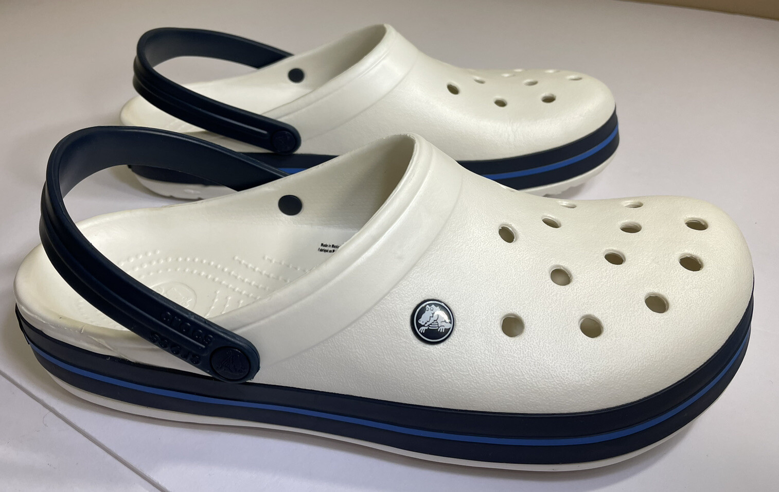 CROCS Slip On Shoes White Tops W/Black 