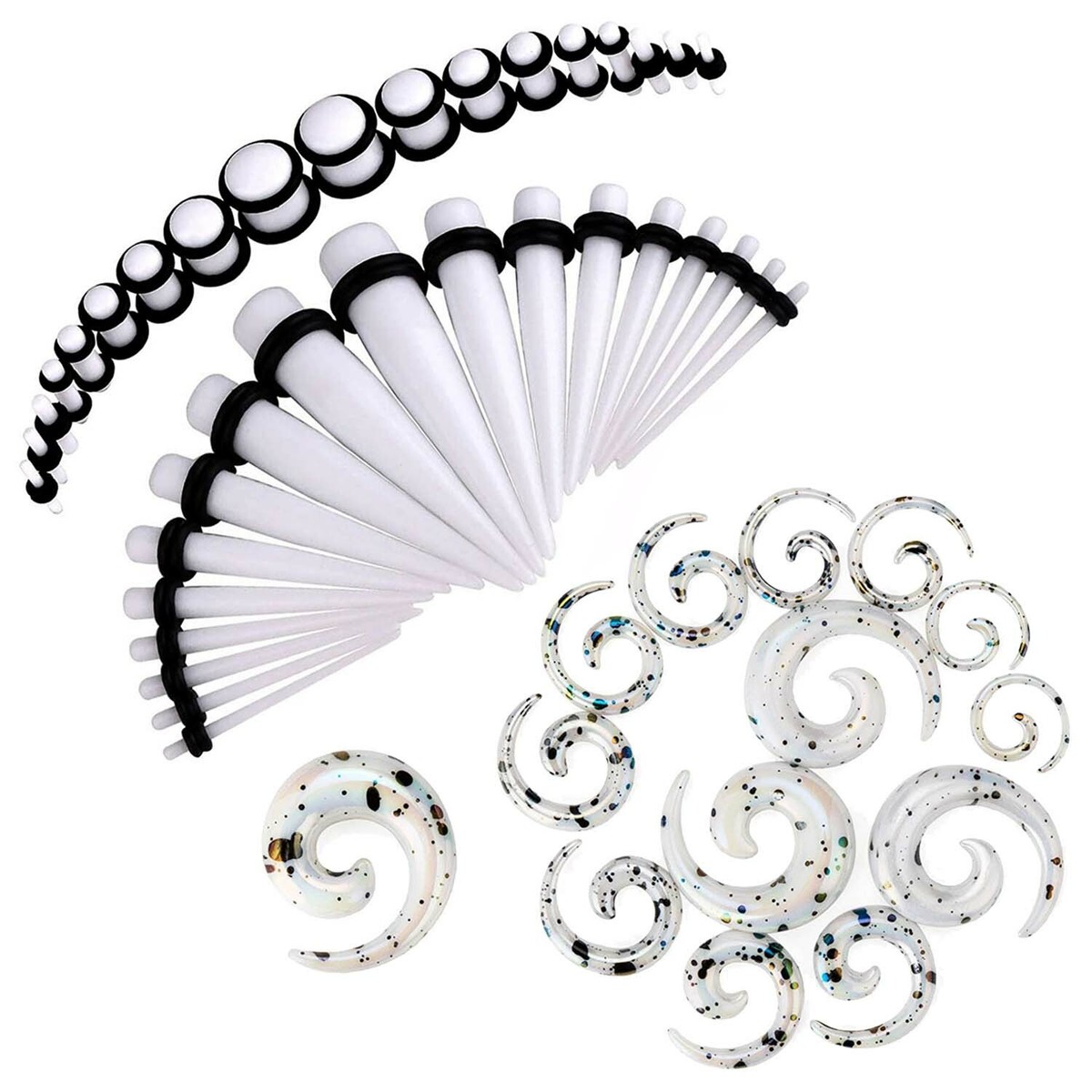 Kit Allungamento Orecchie 80 Pezzi - Conici, Tappi E Tunnel In Acrilico E Silicone, Da 14G A 00G - Foto 10