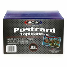 (25) BCW Regular Size Postcard Toploaders Topload Holders Rigid Archival Safe