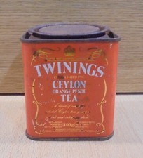 TWININGS CEYLON ARANCIONE PEKOE TEA VINTAGE SCATOLA DI LATTA VUOTA