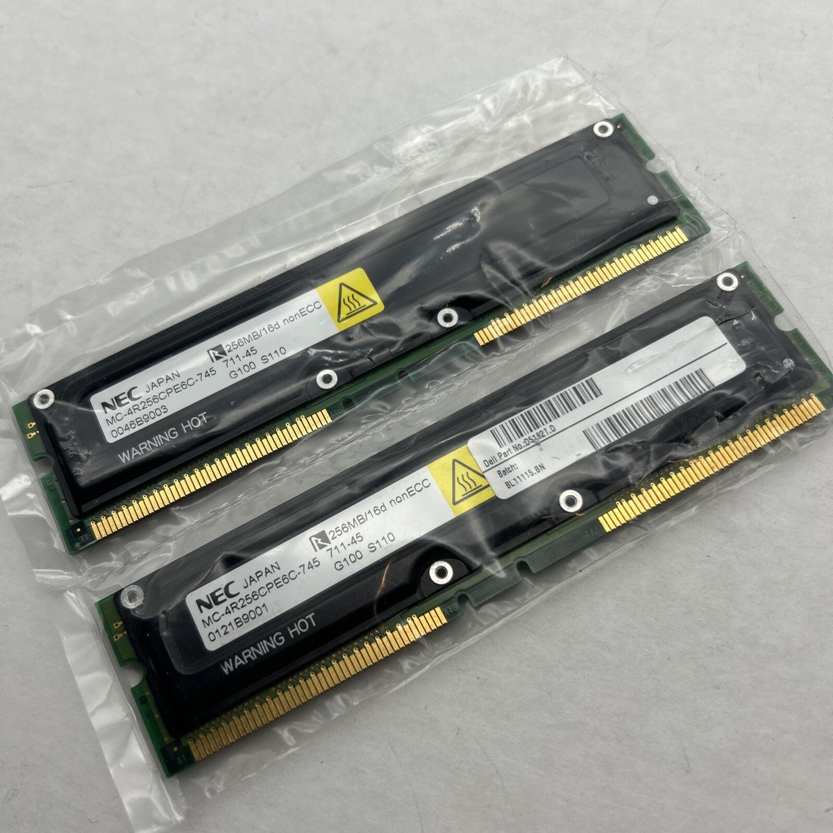 512MB 2x256mb NEC Desktop (2) Modules 711-45 RDram Memory Rambus