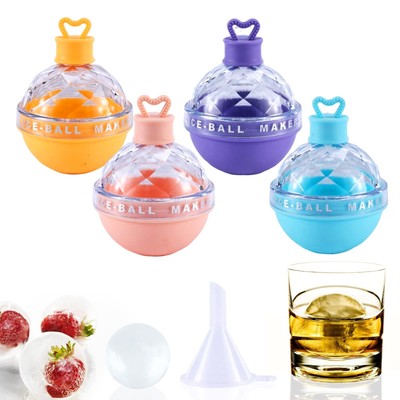 4 Pack Reusable Ice Ball Maker Easy Release Silicone Ice Sphere Mold