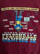 Vtg 1998 Fultondale Stampede 5K T-Shirt Red USA Made Fruit of the Loom Sz Large