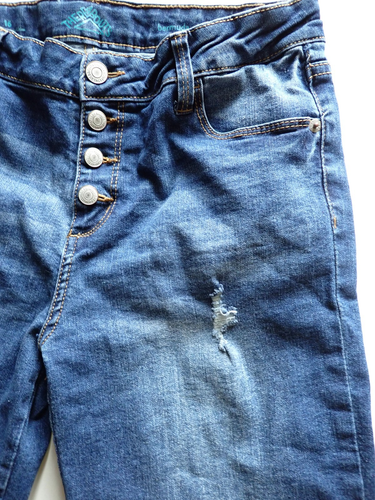 Girls Thereabouts Size 16 Jean Shorts Medium Wash 5 Pocket Denim Distressed - Picture 16 of 19