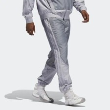 Adidas Vintage Cross Nylon Woven Track Pants Glanz Heavy Gray Silver Large