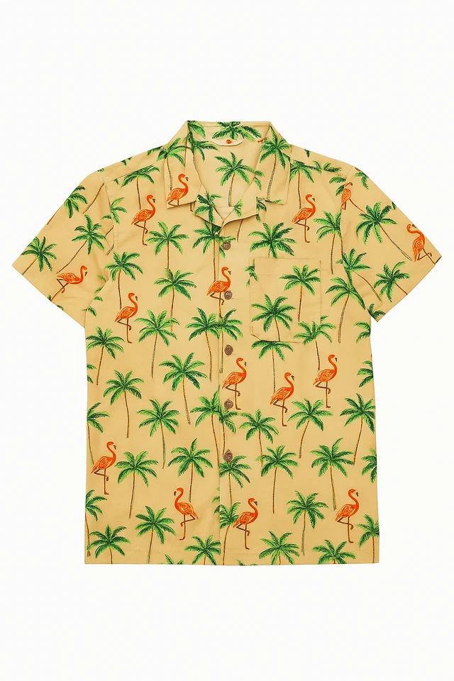 Mens Hawaiian Shirt Floral Palm Tree Printed Short Sleeve Summer Beach T-Shirt - Image 4 of 4