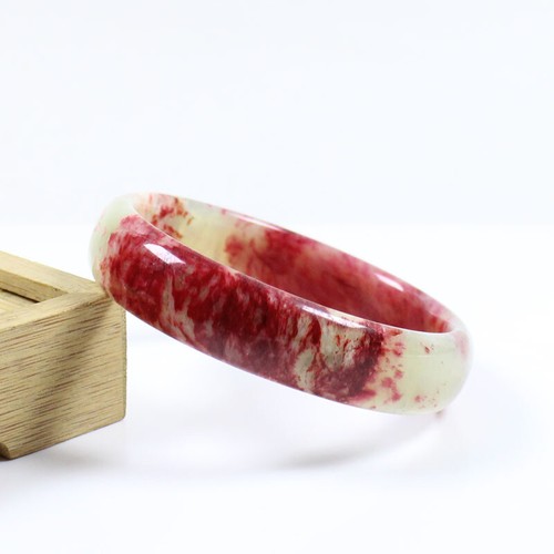 61mm Chinese 100% Nature New Red White Jade Xiuyu Gems Bangle Bracelet j7533 - Picture 7 of 10