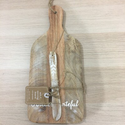 Cheese Board with Spreader Forever Grateful 14 X5.9 X0.6  NEW