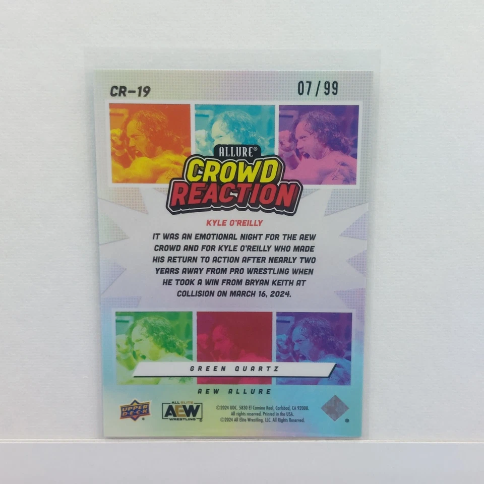 KYLE O’REILLY AEW ALLURE 2024 Upper Deck CROWD REACTION GREEN QUARTZ #07/99 - Image 2 of 2