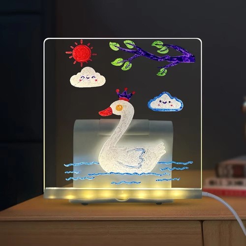 Colorful 7 Pens Acrylic Glowing Message Board Desktop Use