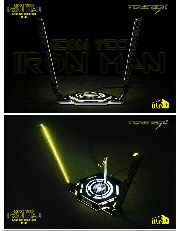 CAJA DE JUGUETES 1/6 Iron Man tecnología de neón 2.0 figura plataforma de exhibición máquina de guerra modelo Foto 3 de 4