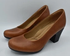 Sofft Womens Size 8.5 Nasia Cork Brown Leather Heels Pumps Shoes