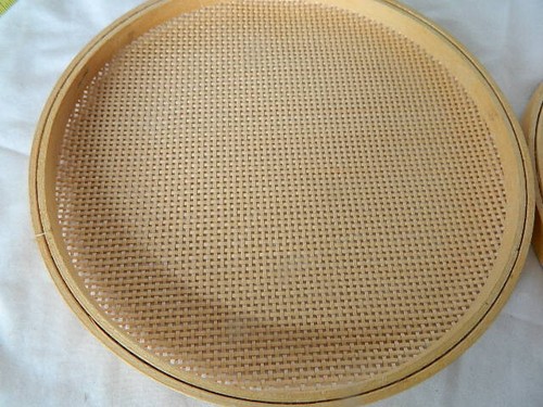 2 Wood Rattan cane wicker insert panel embroidery hoops 10 1/2" - Picture 5 of 9