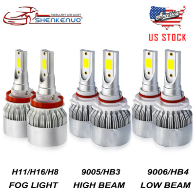 9005 9006 H11 LED Headlight Conversion Kit High Low Beam & Fog Light White 6000K