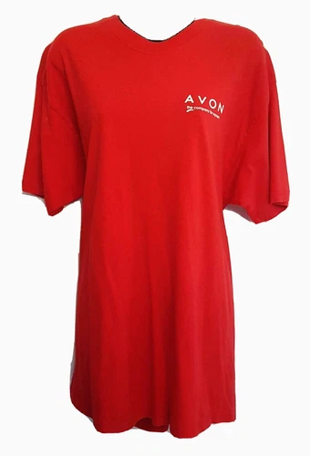 Avon Logo Knit Top size XL Red T Shirt Representative Advertising Sales Aid