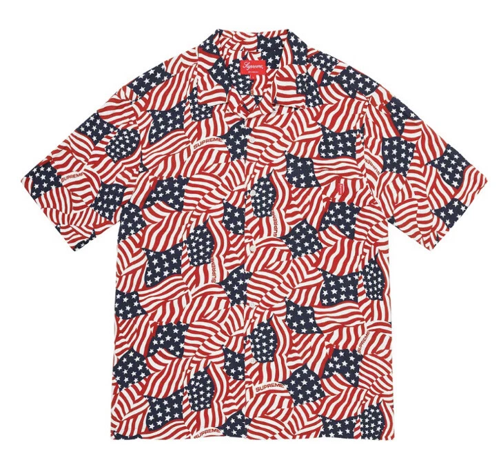 Chemise S/S rayonne drapeaux suprêmes neuve avec étiquette taille L SS20