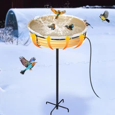 Large Heated Bird Bath for outside Winter, 75W Heated Bird Baths for Outdoors,