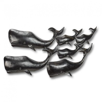6 Whales Metal Wall Décor