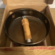 The Crepe Maker Steel Crepe Maker Pan with Brown Wooden Handle
