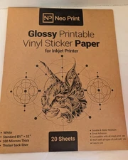 NIB Glossy Printable Vinyl Sticker Paper 20 Sheets