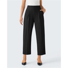 Halara High Waisted Shirred Pocket Tapered Straight Leg 7/8 Length Work Pants M