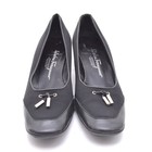 Ladies Salvatore Ferragamo Metal Pin Low Pump 8.5 AA Black Microfiber Heel Shoes — photo 3
