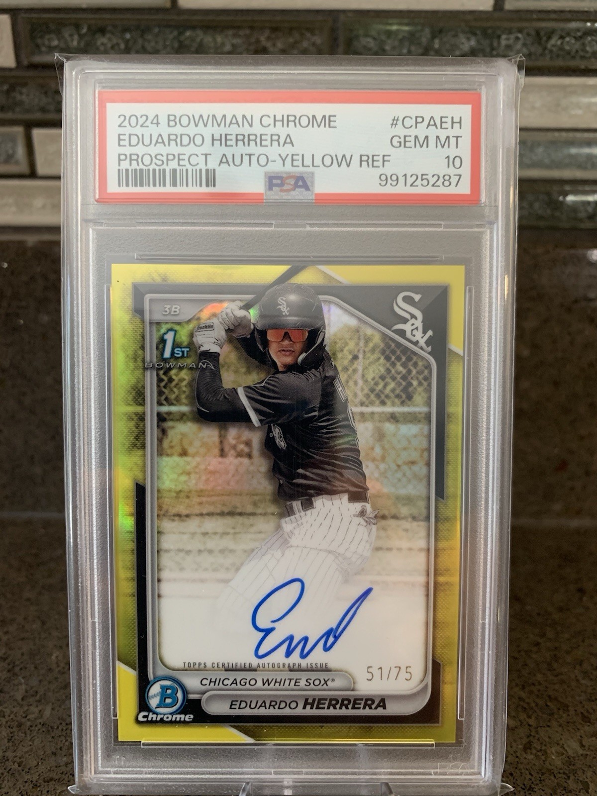 2024 Topps Chrome - Eduardo Herrera 1st Bowman Auto Yellow Refractor /75 PSA 10