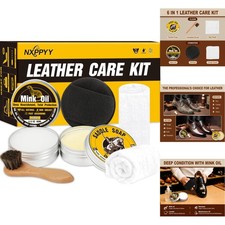 6-in-1 Leather Boot Care Kit with Mink Oil  Saddle Soap for Effortless Cleaning