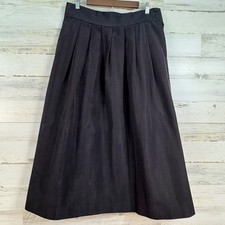 Talbots Black Pleated Full Shiny Midi Skirt Womens Size 16 Vintage Made in USA