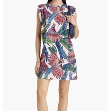 Farm Rio Macaw Flight Mini T-Shirt Dress Womans Sz XS 100% Cotton No Belt