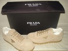 100% AUTHENTIC NEW MEN PRADA TRAIL LOGO BEIGE SUEDE SNEAKERS UK 8/US 9 D — photo 2
