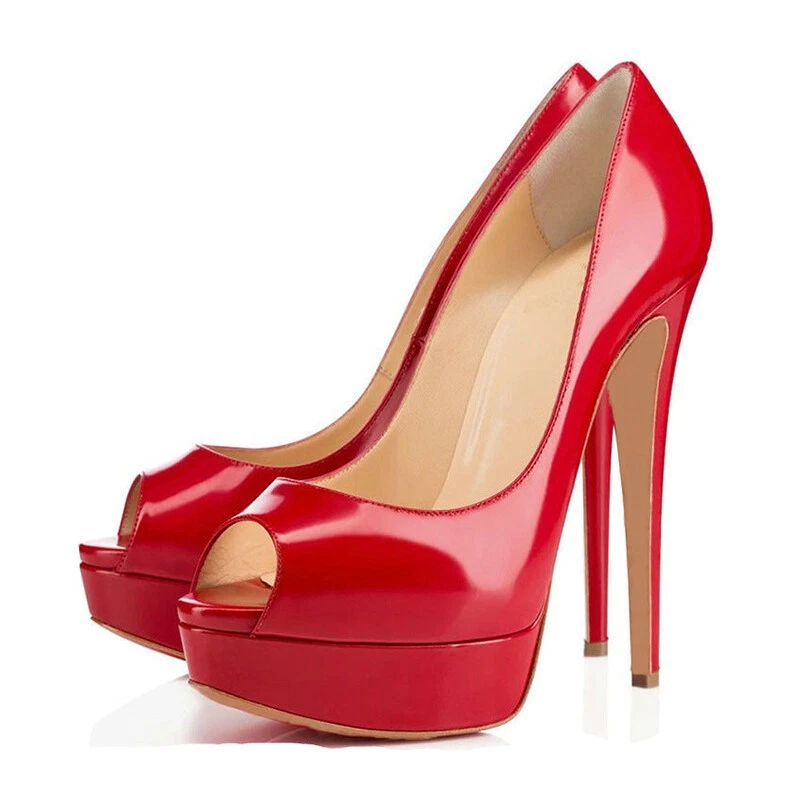 Женщин высоких каблуках заглянуть носок платформе офис платье вечеринки туфли-лодочки плюс размер 6-15 - Изображение 3 из 4